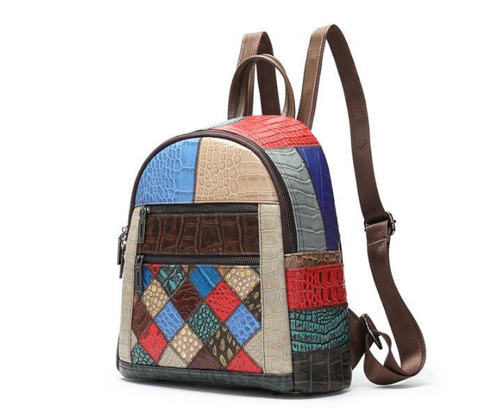 colorful leather backpack Ladies Small Colored Alligator Leather Backpack Bag – LeatherNeo