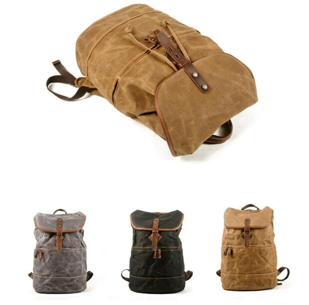 handmade Canvas & Leather Backpack Bag 