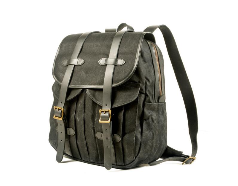 backpacks for women canvas and leather Large women's canvas backpack bag green, brown, black – LeatherNeo