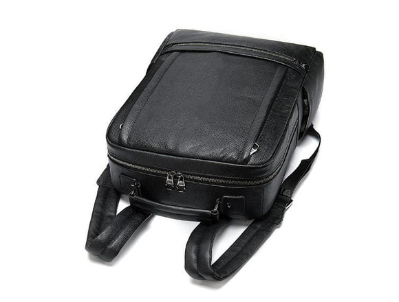 mens black leather laptop backpack purse