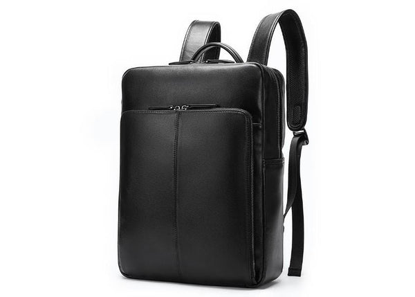 black leather slouch backpack Rich Handcrafted Lining 100% Recycled polyester. Black Leather Professional Laptop Backpack