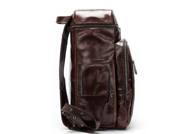 Men's Luxury Brown Leather Backpack