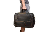 dark brown leather duffle