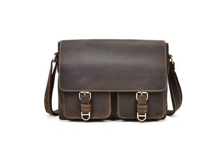brown mens leather messenger bag