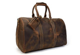 distressed brown mens leather travel bag duffel