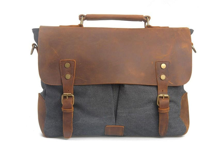 Women's Grey Waxed Canvas Messenger Bag