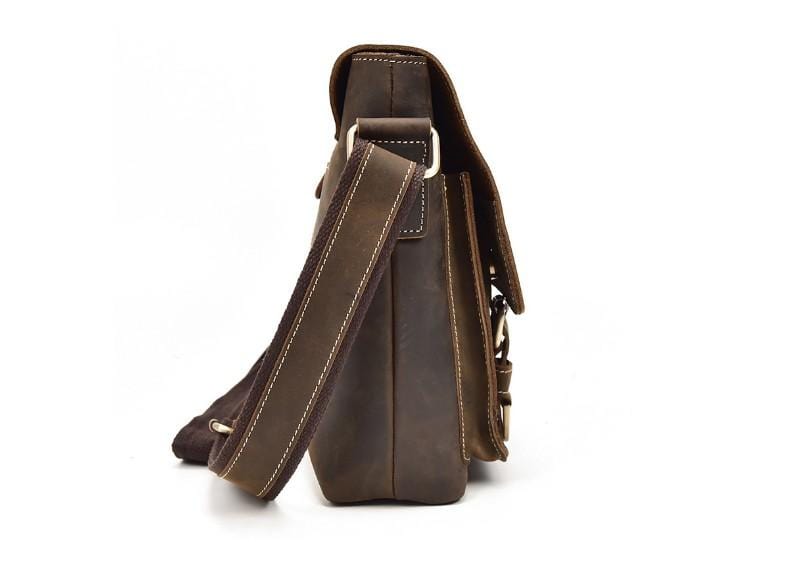 Mens Brown Leather Shoulder Bag & Satchel Messenger - LeatherNeo
