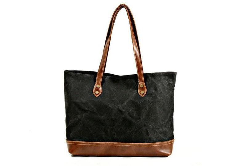 black canvas shoulder tote bag