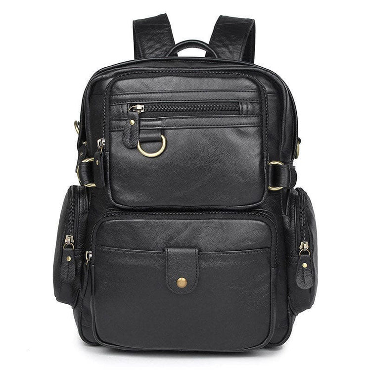 black leather backpack purse large style