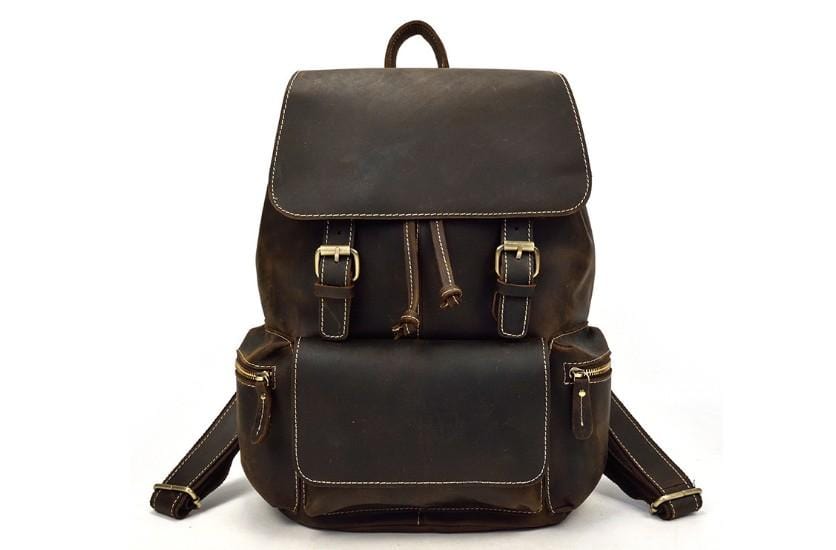 designer small leather backpack Genuine Leather Backpack for Men, Vintage Handmade Dark Brown / 15.6" laptop