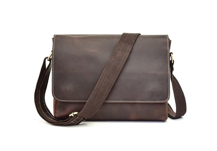 brown genuine leather messenger bag