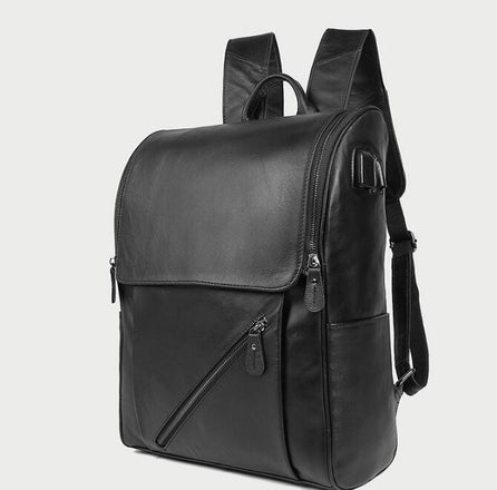 designer large black leather backpack bag