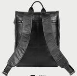 black leather backpack bag for men and women