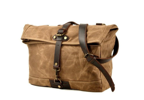 women's canvas crossbody messenger handbag in khaki