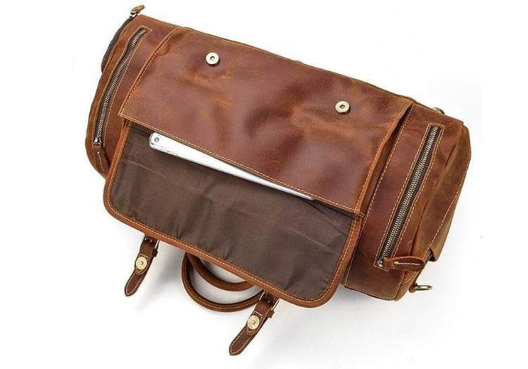leather weekend duffle bag