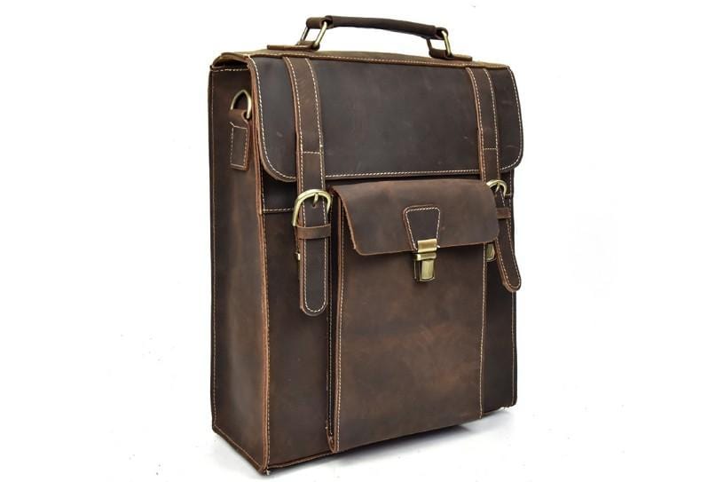 Mens Brown Leather Backpack Purse Womens Rucksack Bag – LeatherNeo