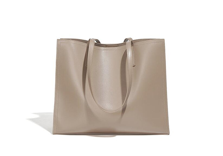 White Leather Shoulder Tote Handbag