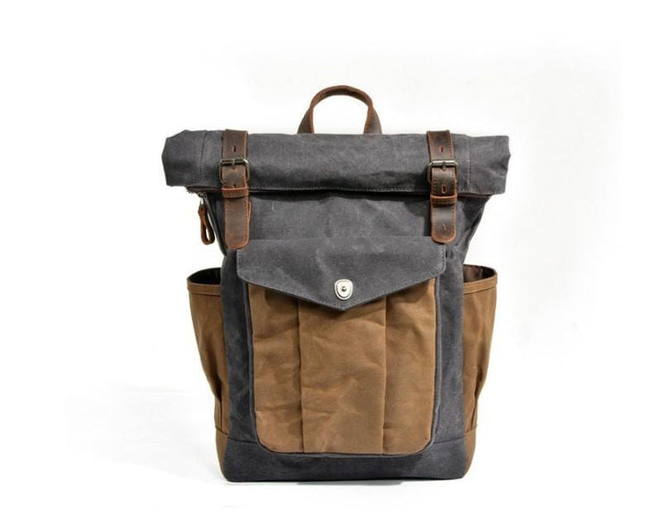 waxed canvas school backpack purse