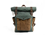 green canvas designer backpack