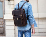 mens leather briefcase backpack