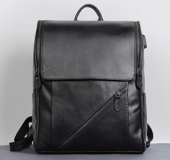 black leather travel backpack purse bag
