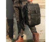 black leather backpack purse for men