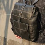 handmade black leather backpack bag for women