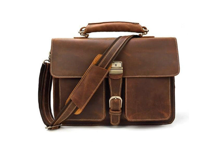 brown large leather messenger bag 