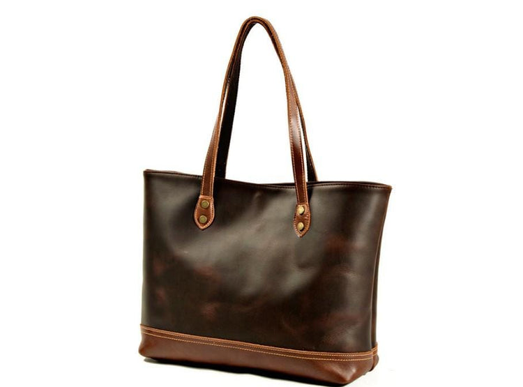 brown womens leather shoulder tote bag