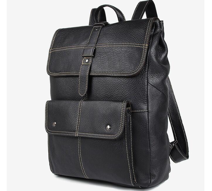 handmade black leather backpack bag