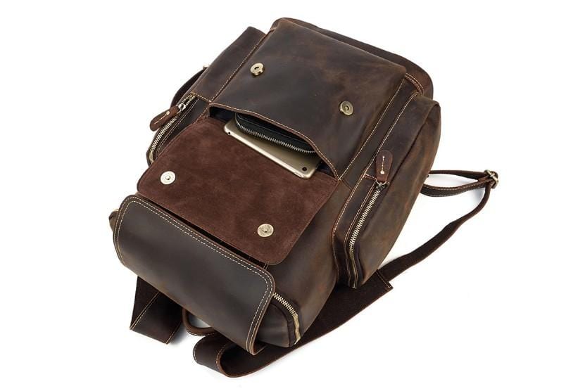 designer brown leather backpack Mens Designer Leather Backpack Womens Rucksack Purse – LeatherNeo