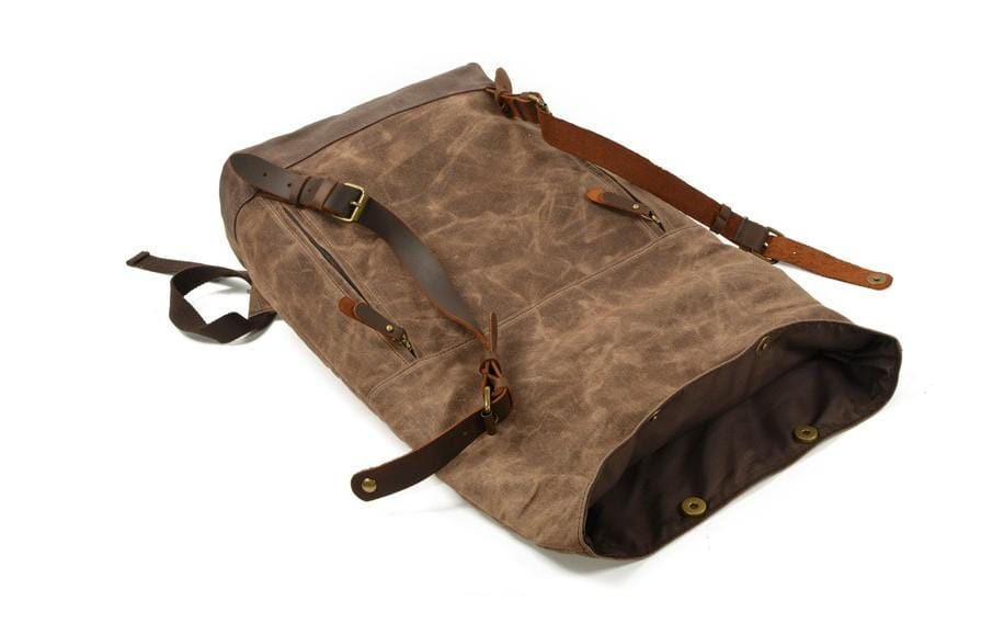 canvas and leather women's backpack Waxed Canvas Unisex Travel Backpack Waterproof Mountaineering Backpack Canvas With Full Grain Leather Laptop Rucksack Black