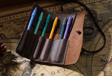 leather travel pencil roll case