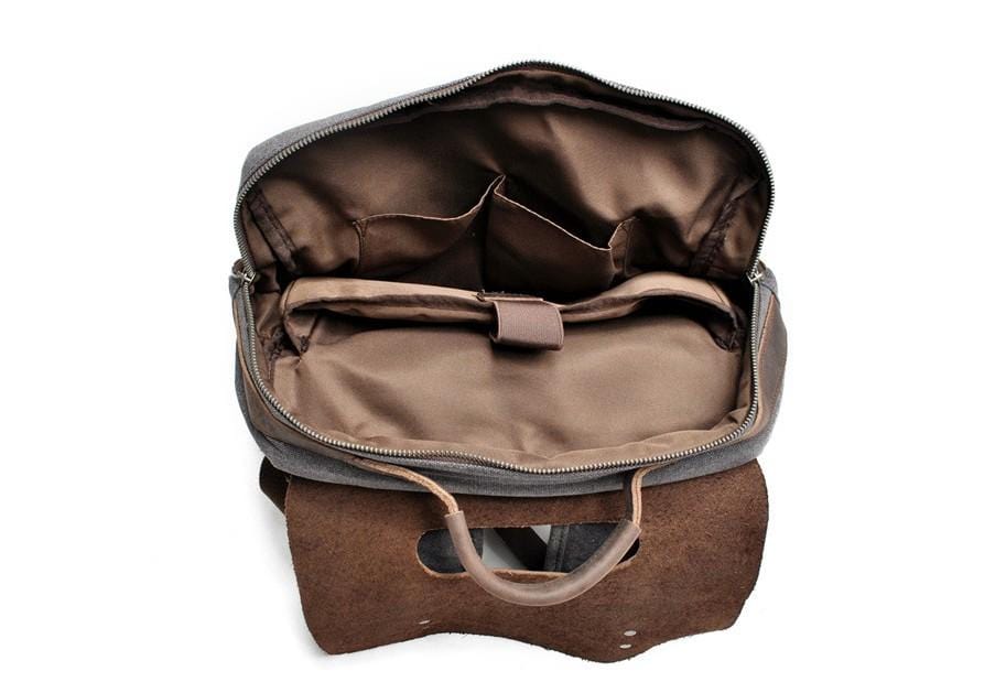 canvas and leather computer backpack Vintage Canvas Backpack – Classic, Durable Bag with Timeless Style for All Coffee / No