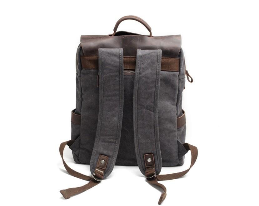 canvas and leather foldover backpack Vintage Canvas Backpack – Classic, Durable Bag with Timeless Style for All Coffee / No