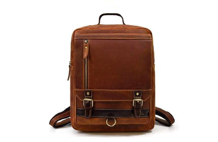 business leather backpack Leather Full Grain Leather Backpack Purse Rucksack – LeatherNeo