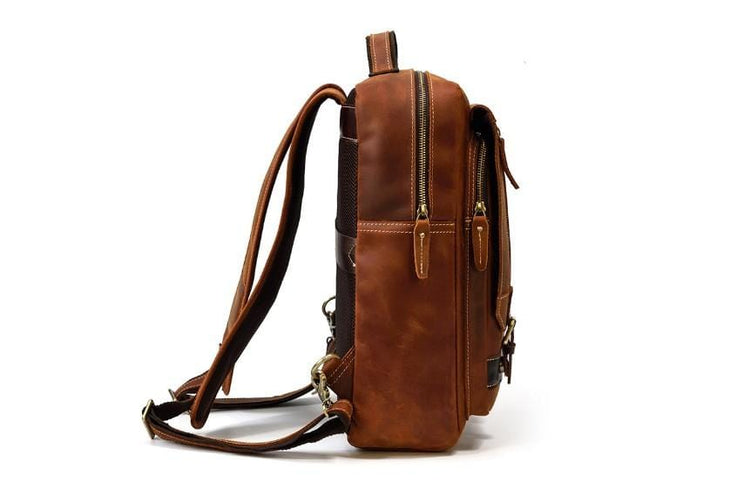 mens full grain leather backpack purse