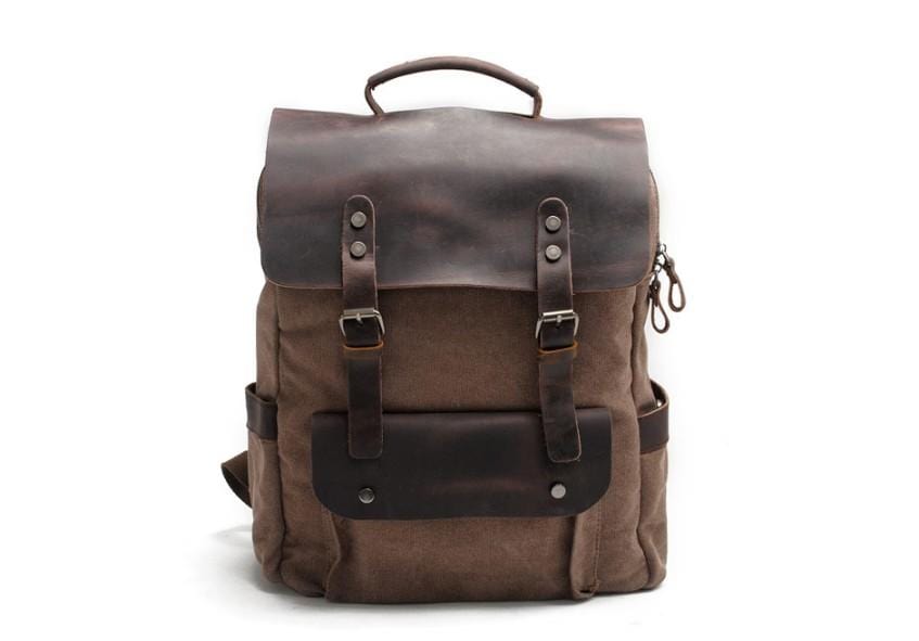 amaxon leather backpack Vintage Canvas Backpack – Classic, Durable Bag with Timeless Style for All Coffee / No