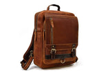 brown full grain leather backpack purse
