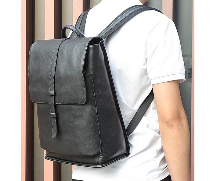 casual black leather backpack purse bag
