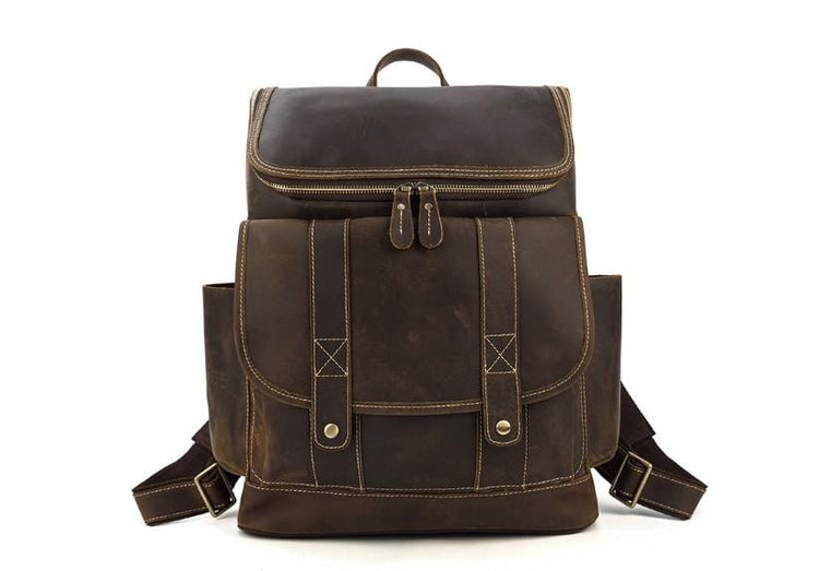 brown leather work backpack purse