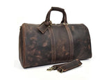 brown leather luggage duffel