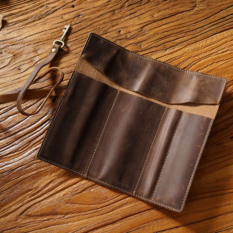 Handmade Leather Pencil Case Pen Roll