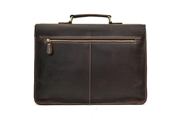 brown leather work messenger bag