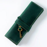 Green Leather Pencil Case Pen Roll