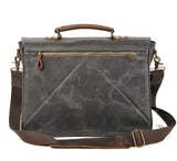 grey canvas leather messenger bag
