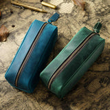 Womens Practical Leather Pencil Case Pen Bag Box