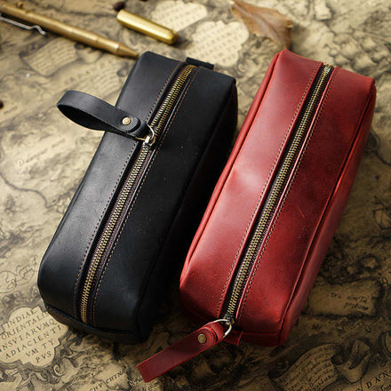 Large Leather Pencil Case Pen Bag