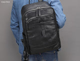 Handmade Large Black Leather Backpack Purse Bag