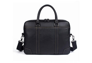 black leather messenger bag